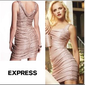 Express Rose Gold Ruched Dress Size 4